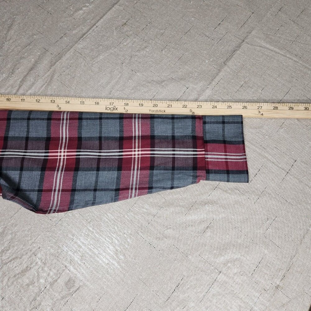 Murano Men's Size L Shirt  London Collection Slim Fit gray/red plaid casual -(28 - Picture 11 of 11